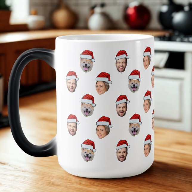 Mug Magic Visage personnalisé Santa Hat 3 Photo Cadeau de No (Créateur téléchargé)