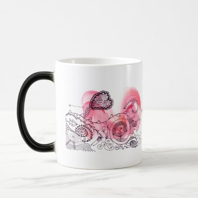 Mug Magic Voitures de course Valentine Imaginaire Rose et ro (Gauche)
