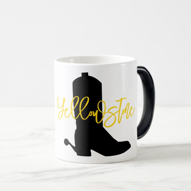Mug Magic Yellowstone Cowboy Boot Silhouette Nom Fun (Devant droit)