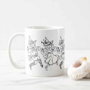 Mug Magicien vintage d'Oz, mignonne Munchkins Dansant
