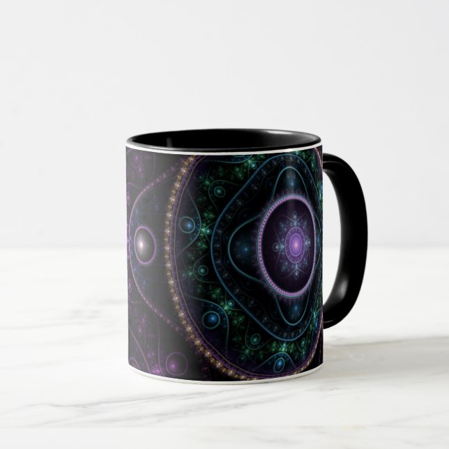 Mug Magie Abstraite Teal Violet Noir Brillance (Devant droit)