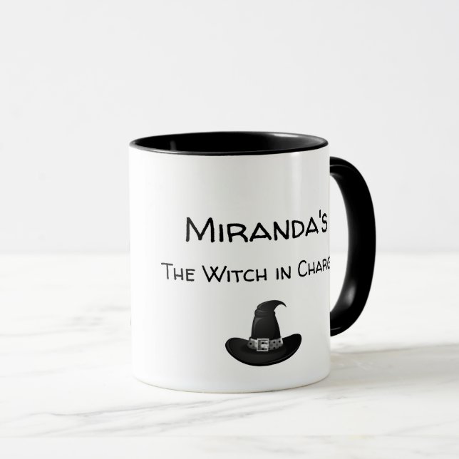Mug Magie de la sorcière Personnaliser le nom Noir (Devant droit)