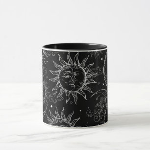 Mug Magie Noire Céleste Soleil Lune Étoiles Vintage