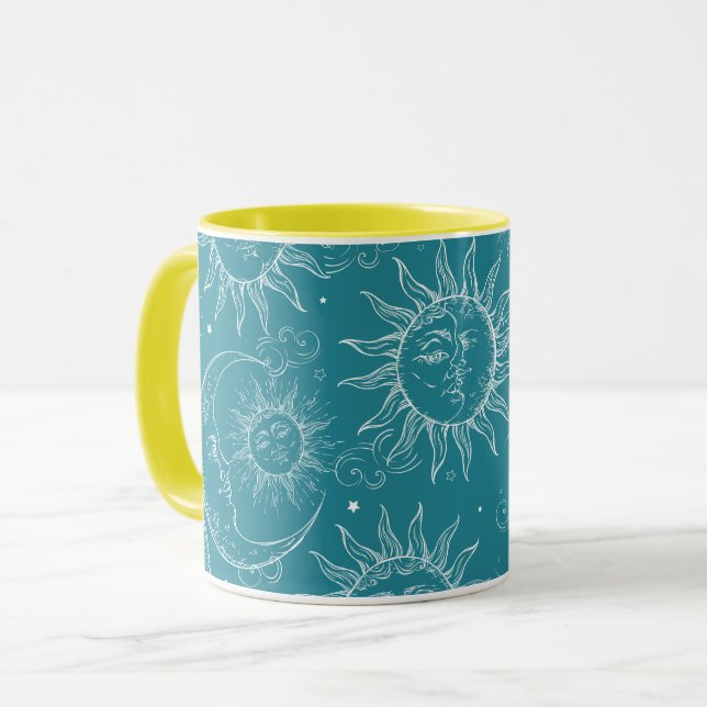 Mug Magie turquoise Vintage étoile solaire céleste (Devant gauche)