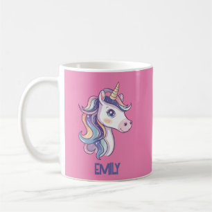 Mug Magique Cute Sparkly Pastel Unicorn avec nom enfan