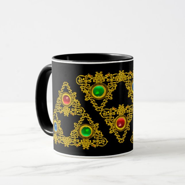 MUG MAGIQUE ELFIQUE TALISMAN, TRIANGLE D'OR, GEMSTONES (Devant gauche)