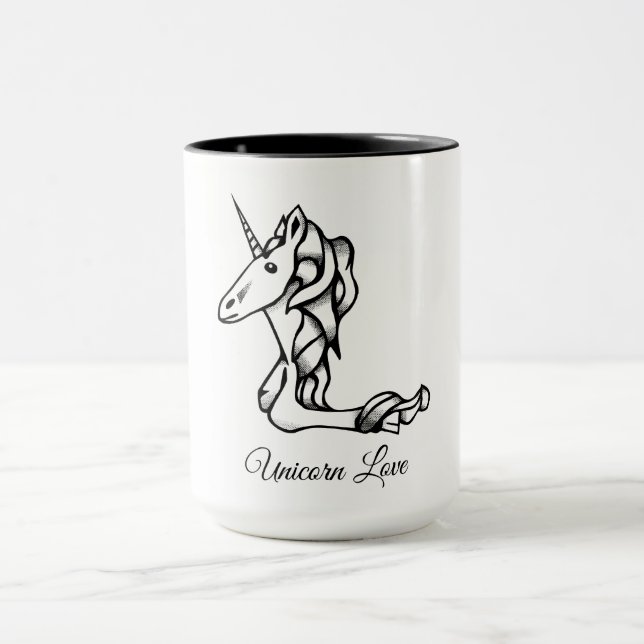Mug Magique Mignonne Monogramme L Personnalisé Unicorn (Centre)