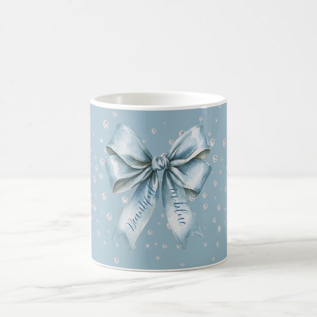 Mug Magnifique en faux diamants à ruban bleu (Centre)