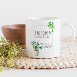 Mug Magnifique enseignant Plante de la maison de carbu<br><div class="desc">Tasse à café personnalisée pour votre super enseignant! Ce design moderne dispose d'un plante de maison suspendue et d'un plante de maison en pots en aquarelle avec une typographie de police maigre. Le libellé dit Awesome Teacher Fuel appartenant à [nom de l'enseignant], prêt pour vous à customiser. Parcourez mon magasin...</div>