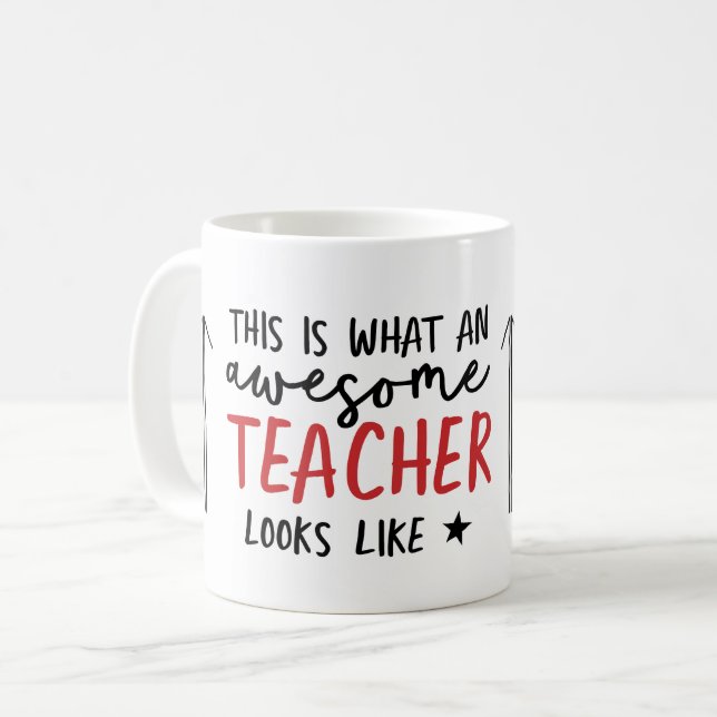Mug Magnifique enseignant typographie moderne cadeau r (Devant gauche)