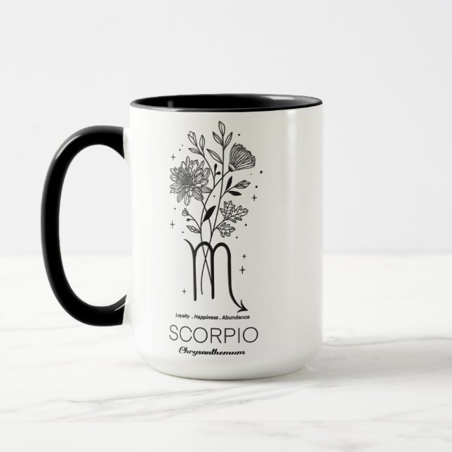 Mug Magnifique fleur de mois de naissance / signe du z (Gauche)