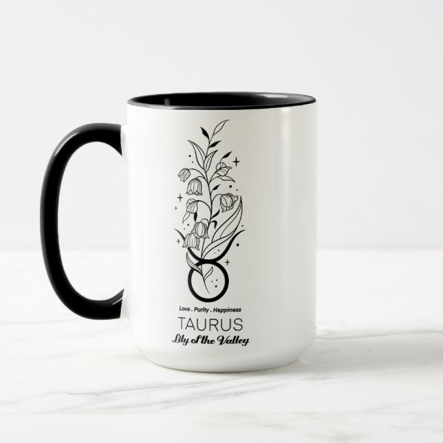Mug Magnifique Fleur du Mois de Naissance/Signe du Zod (Gauche)