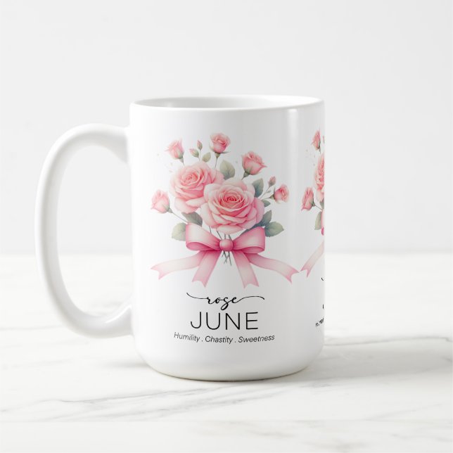 Mug Magnifique Fleur/Rose/Mois de Naissance/Juin (Gauche)