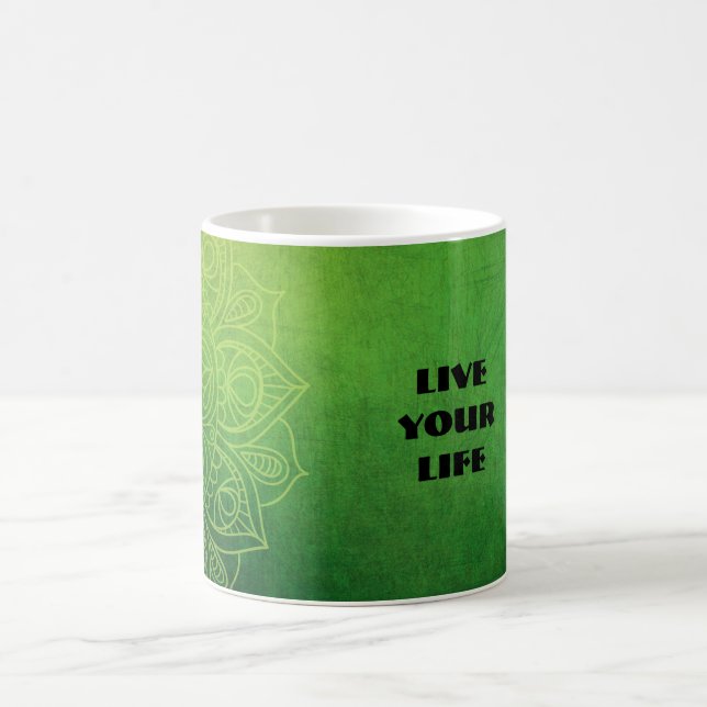 Mug Magnifique Mandala vert avec citation. (Centre)
