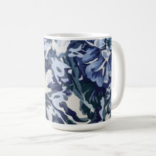 Mug Magnifique motif floral aux teintes bleues