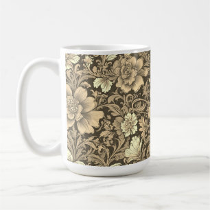 Mug Magnifique motif floral sépia vintage