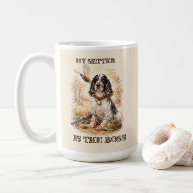 Mug Magnifique Setter avec Faisans , Art (Avec donut)