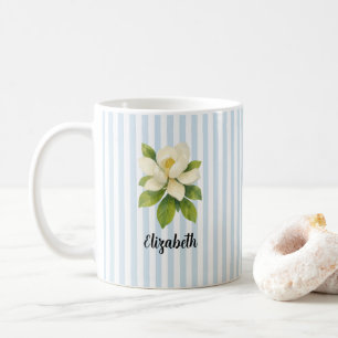 Mug Magnolia peinture personnalisée rayure nautique