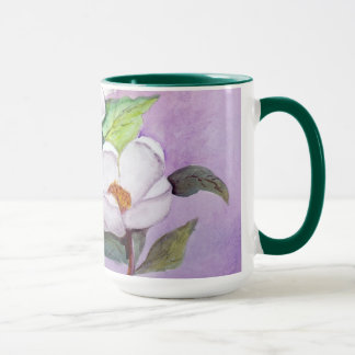 Mug Magnolias du sud blanches Painterly sur la lavande