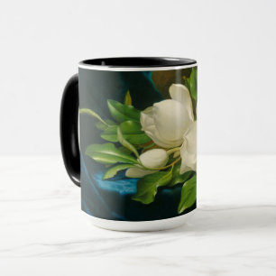 Mug Magnolias géantes sur un tissu bleu de velours,