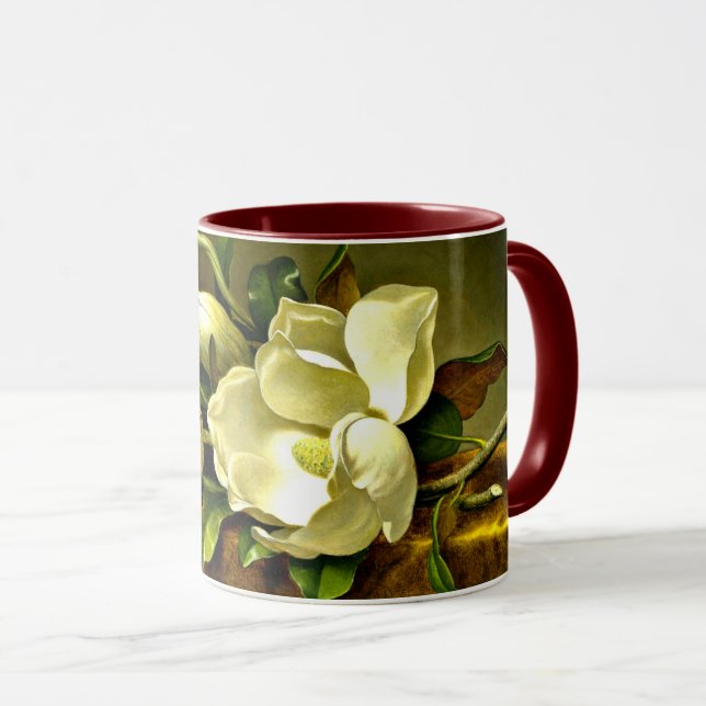 Mug Magnolias sur le tissu en velours or (Devant droit)