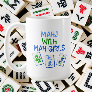 Mug Mahjong avec les filles Mah aquarelle tuiles cadea