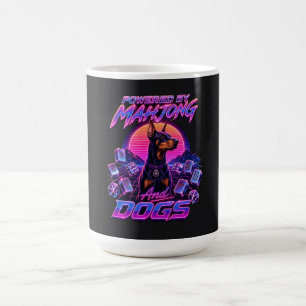Mug Mahjong & Dogs Synthwave Doberman Art