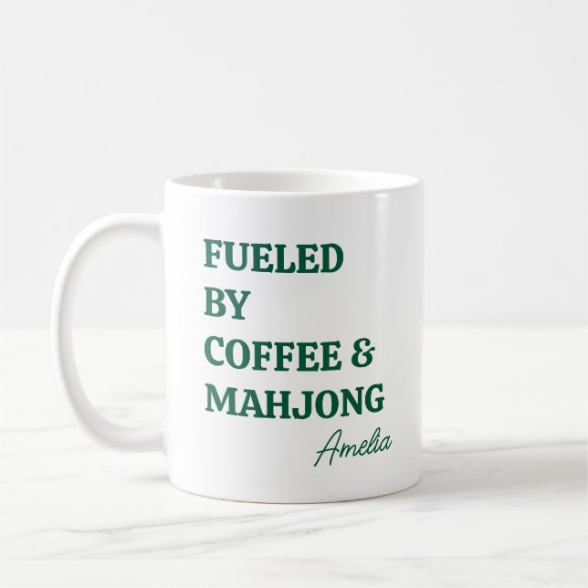 Mug Mahjong drôle pour les amateurs de café avec nom p (Gauche)