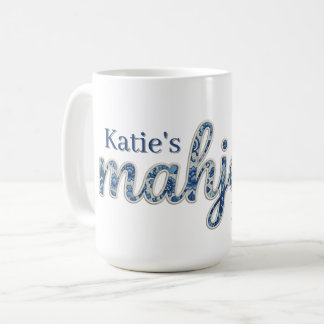 Mug Mahjong personnalisé Floral Chinoiserie Bleue