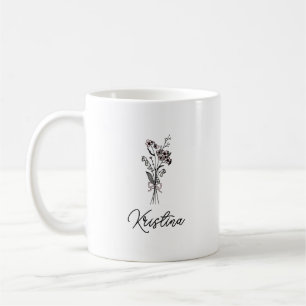 Mug Mai Fleur de naissance et nom élégant du script
