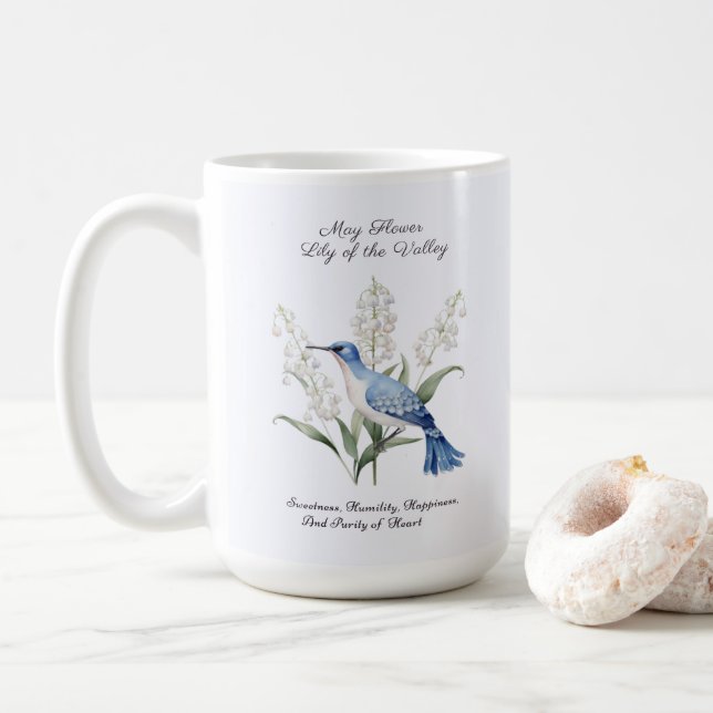 Mug Mai Mois de naissance Fleur Lys de la vallée Anniv (Avec donut)