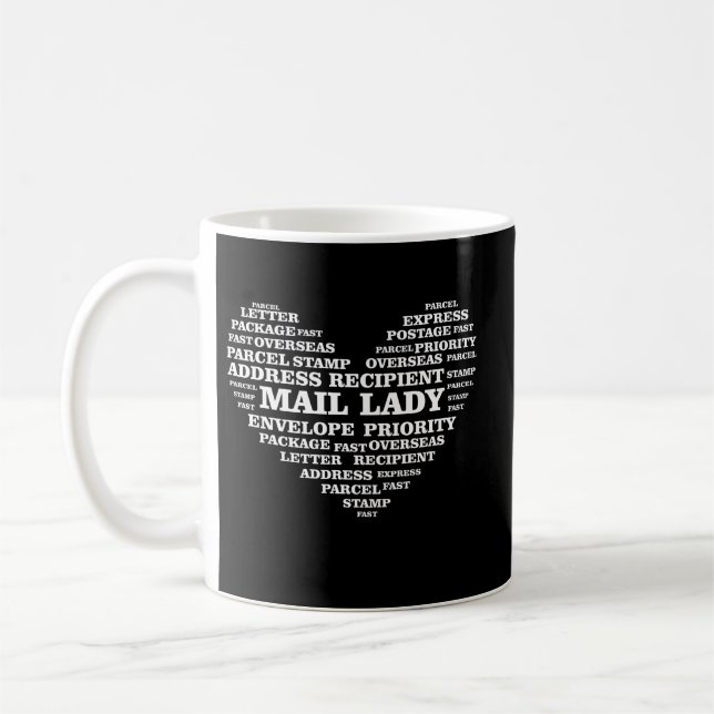 Mug Mail Lady Heart Cadeau Postal Office Travailleur (Gauche)