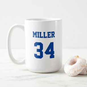 Mug Maillot de Sport Personnalisé Bleu et Blanc Nom Nu