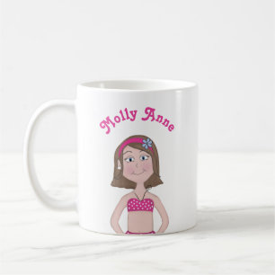 Mug Maillot rose, peau claire, brune, yeux bleus, Bob
