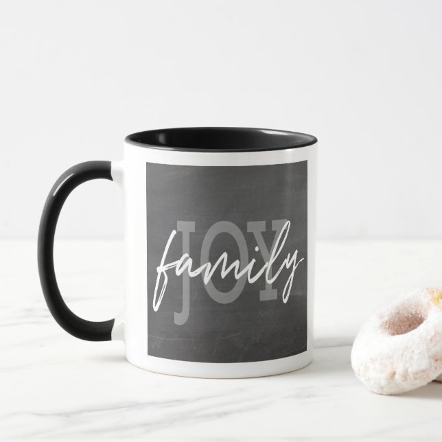 Mug Main à la mode de tableau de joie de famille (Avec donut)