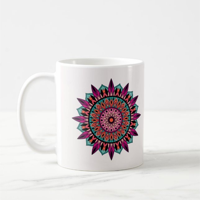 Mug Main colorée dessinée Motif Mandala (Gauche)