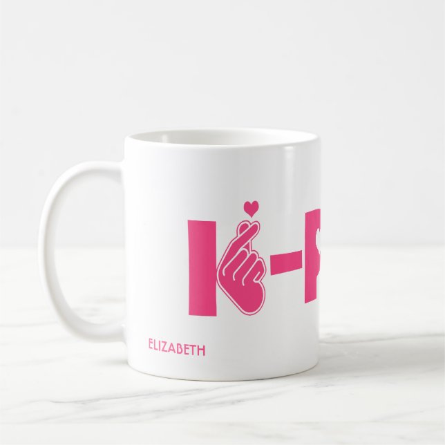 Mug Main et coeur coréens de symbole de Kpop de vague (Gauche)