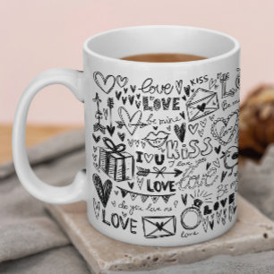 Mug Main noire dessinée Valentines Day Love Doodles
