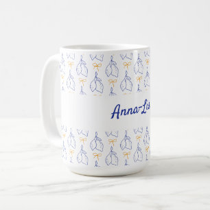 Mug Main personnalisée dessinée citrons bleu italien