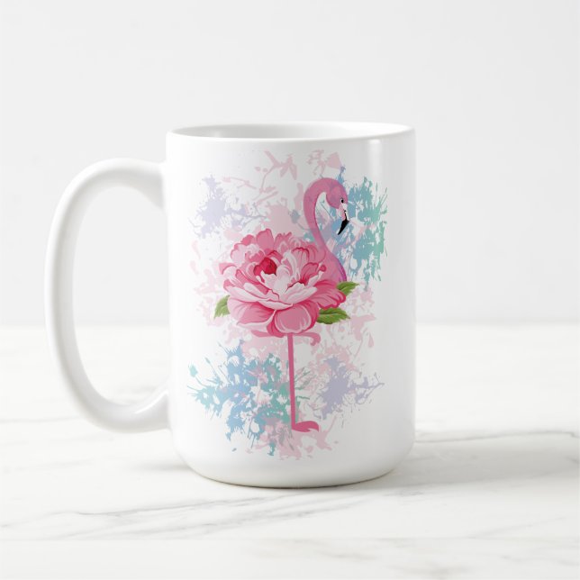 Mug Main personnalisée peinte rose flamant (Gauche)