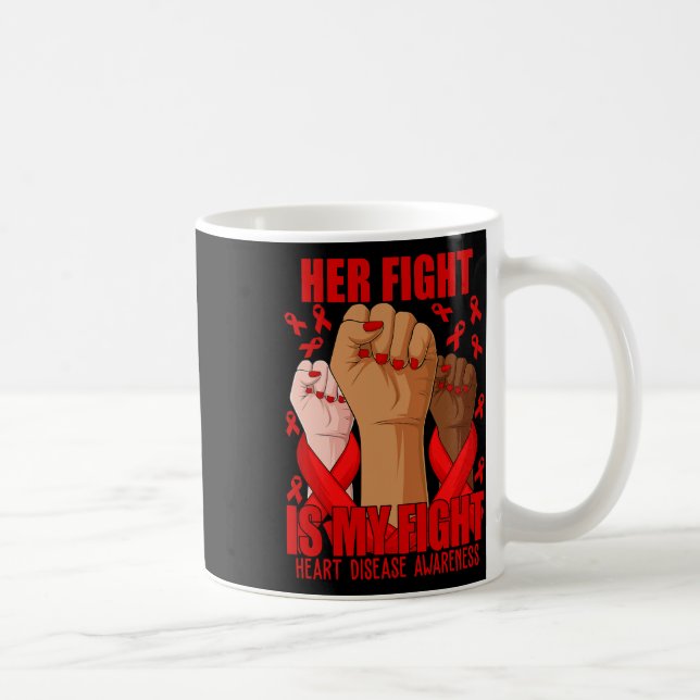 Mug Main Son Combat Est Ma Lutte Maladie De Coeur Roug (Droite)