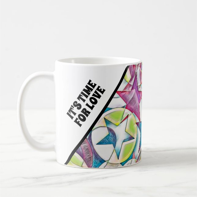 Mug Main Tirée Par EDDArt - Étoiles Et Coeurs 1 (Gauche)