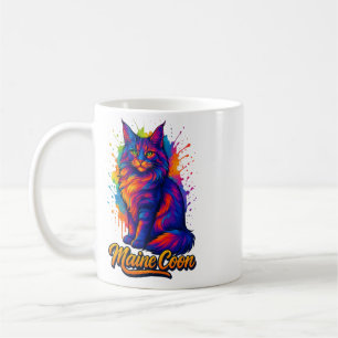 Mug Maine Coon Pop Art Colorful Cat Illustration
