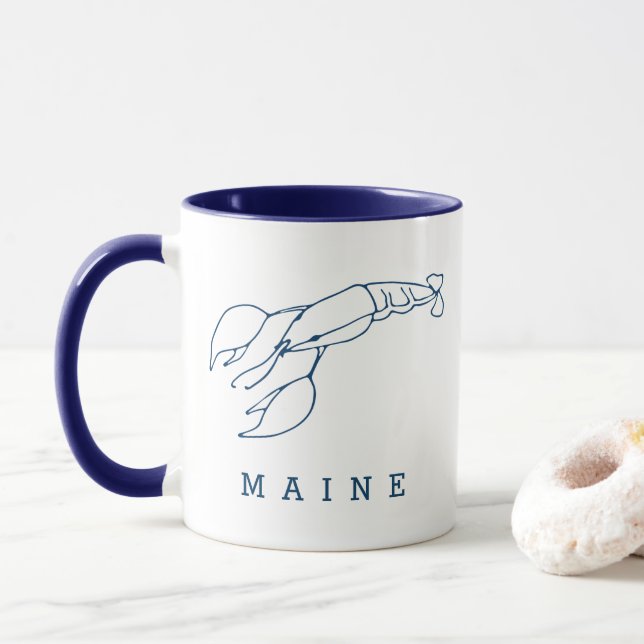 Mug Maine - Elégant homard bleu - Custom (Avec donut)