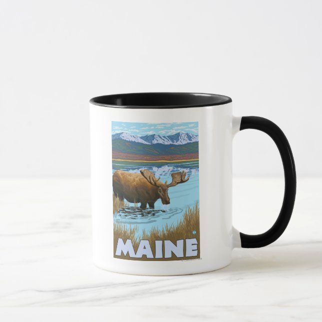 Mug MaineMoose Boire dans le lac (Droite)
