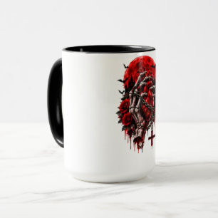 Mug Mains de squelette gothiques Roses rouges Hallowee