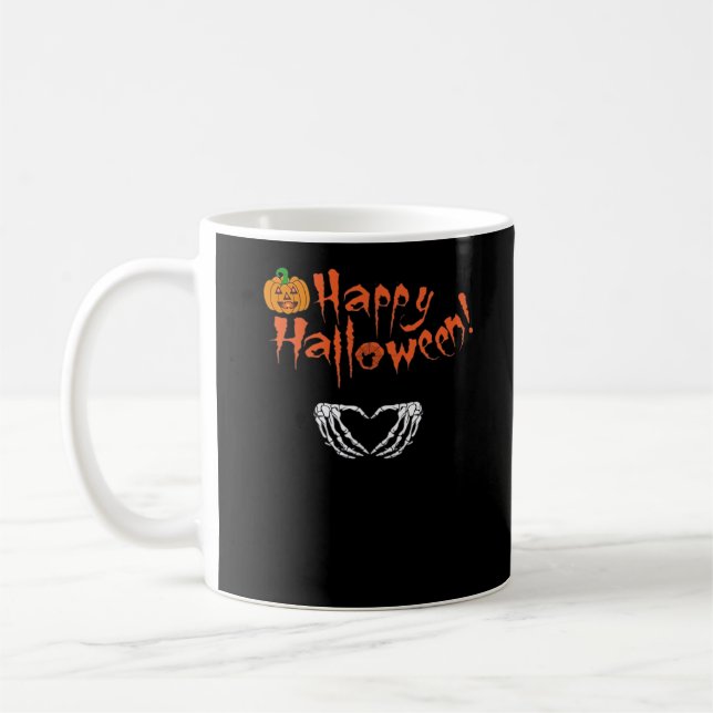 Mug Mains éffrayantes de squelette. Joyeux Halloween. (Gauche)