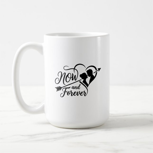 Mug Maintenant et pour toujours Mariage Anniversaire & (Gauche)
