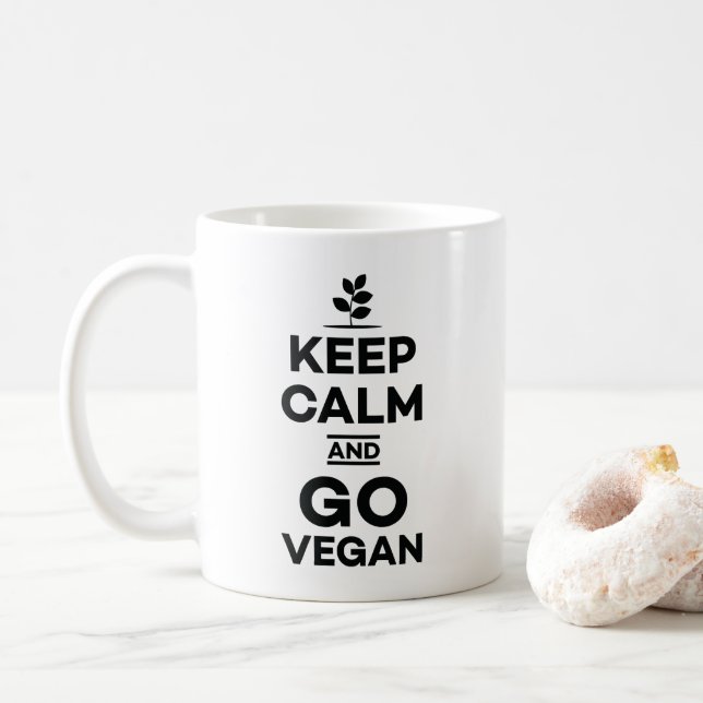 Mug Maintenez calme et allez végétalien de nutrition (Avec donut)