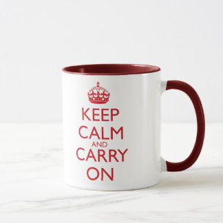 Mug Maintenez calme et continuez le texte de rouge de
